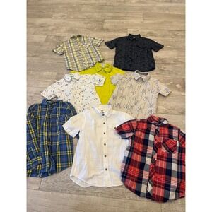 Kids Boys Short‎ Sleeve Button Up Shirts Lot Size M 8 Cat Jack Old Navy OshKosh